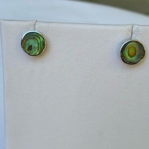 Vintage Sterling Silver Abalone Dot Stud Earrings